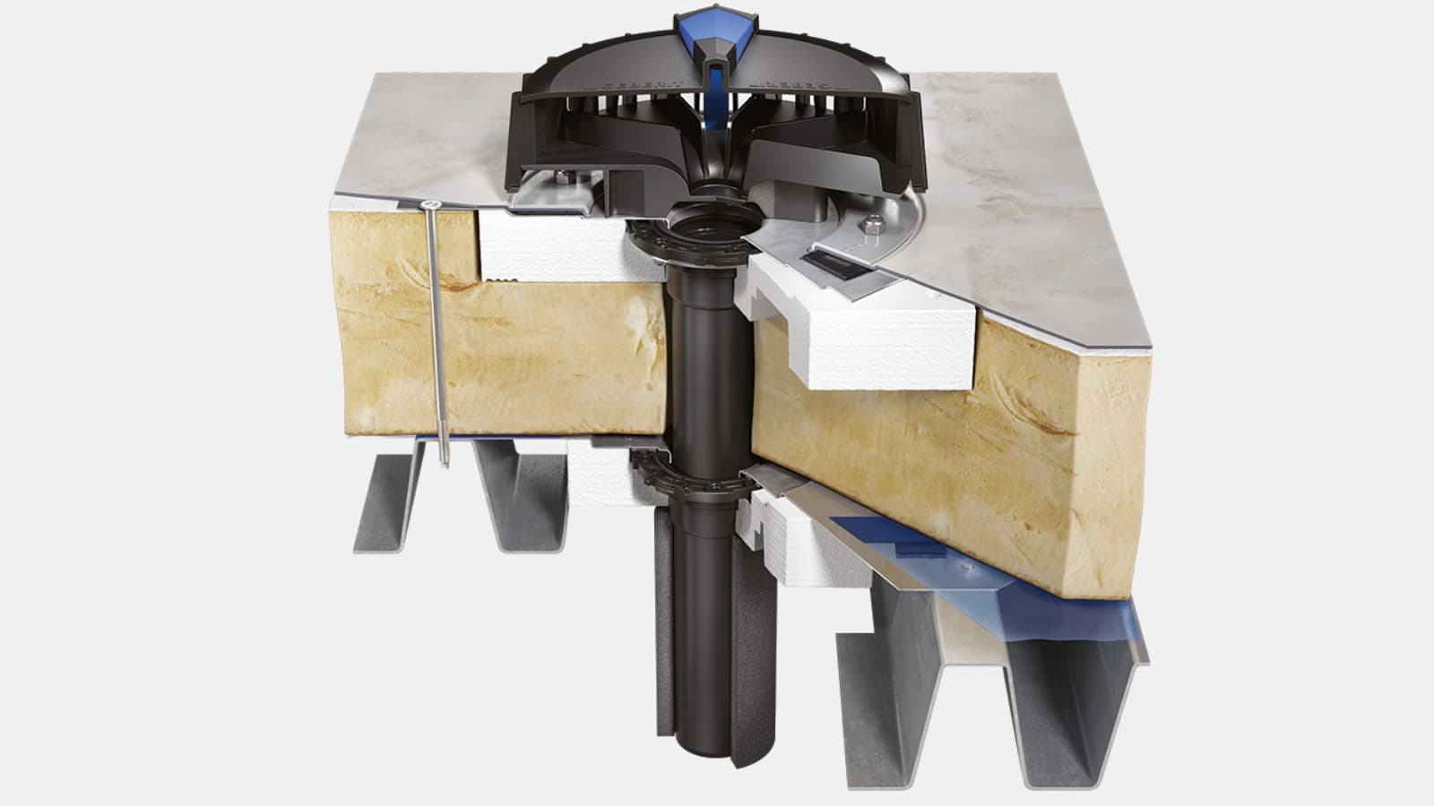 吉博力Pluvia雨水斗,适用于带蒸汽屏障连接和以屋面覆箔作为隔水层的隔离屋顶 吉博力Pluvia雨水斗,适用于带蒸汽屏障连接和以屋面覆箔作为隔水层的隔离屋顶