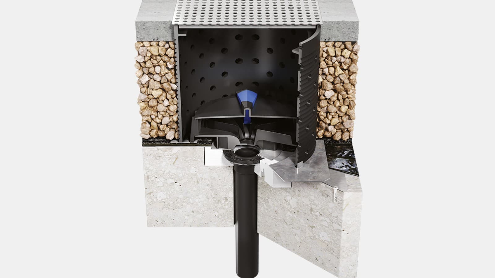 安装有“承重”装置的吉博力Pluvia雨水斗 安装有“承重”装置的吉博力Pluvia雨水斗